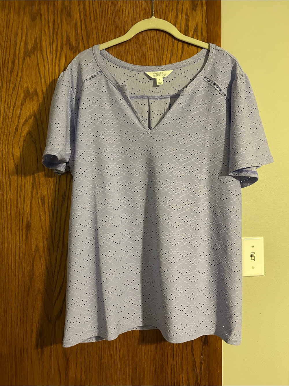 Market & Spruce Lavender Eyelet Short-Sleeve Tee